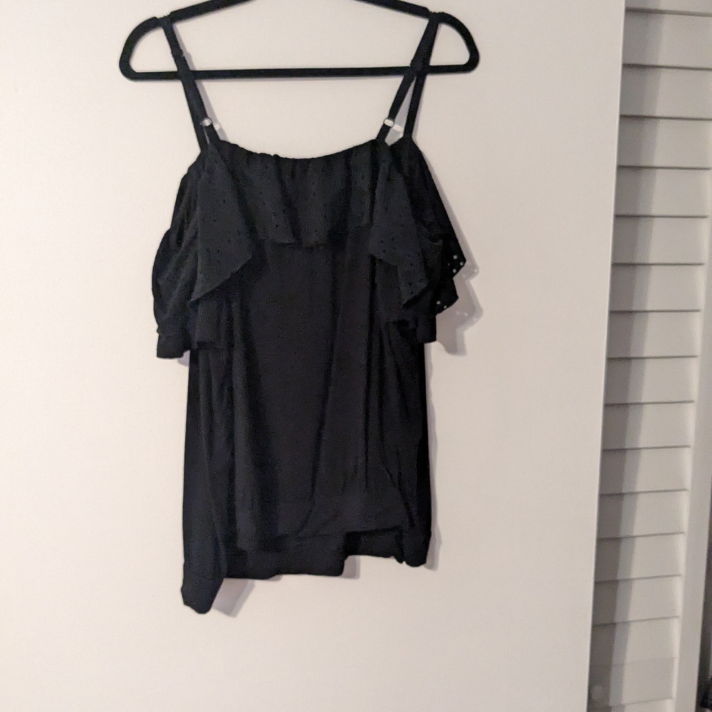 Torrid Black Super Soft Cold-Shoulder Ruffle Top Size 2 (18/20) - Picture 9 of 9